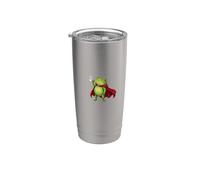 Funny Frog Espresso Drinker Caffeine Humor Heroic Pose Stainless Steel Insulated Tumbler