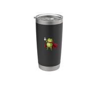 Funny Frog Espresso Drinker Caffeine Humor Heroic Pose Stainless Steel Insulated Tumbler