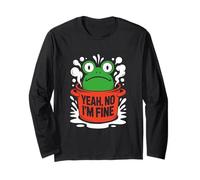 Funny Frog Everything is Fine Boiling Water Graphic Long Sleeve T-Shirt
