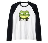 Funny Frog Face Meme Bruh Froggy Viral Trendy Boys Memes Raglan Baseball Tee