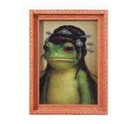 Funny Frog Fridge Magnet, Vintage Frog Wooden Photo Frame Fridge Magnet, Animals Refrigerator Magnets, Home Office Kitchen Decor For Animal Lovers & Friends