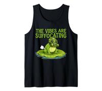 Funny Frog Gas Mask The Vibes are Suffocating Meme Tank Top