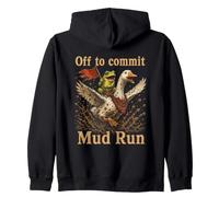 Funny Frog Goose Off To Commit Mud Run Obstacle Race Zip Hoodie