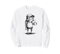 Funny Frog Graphics Men Women Grumpy Frog Drinking Coffee Sweatshirt