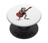 Funny Frog Guitarist Playing Electric Guitar Rock Musician PopSockets Adhesive PopGrip