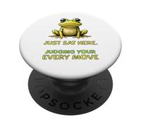 Funny Frog Judging Every Move Cute Humour Design PopSockets Adhesive PopGrip