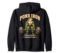Funny Frog Lifting Weights Humor POND IRON POWERLIFTING Zip Hoodie