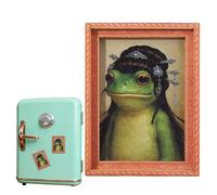 Funny Frog Magnet Frame, Small Vintage Cute Wooden Home Decoration | Retro Fridge Magnet for Birthday Party Carnival Halloween Office Kitchen