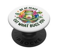 Funny Frog Meditation Quote - Mindful Eating Diet Humor PopSockets Adhesive PopGrip