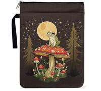 Funny Frog Mushroom Book Sleeve for Book Lovers, Paperback Sleeve for Librarian Lovers Bookish Group Club Gifts for Women, Book Cover with Zipper and Front Pocket for paperbacks 9 x 12 Inch
