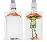 Funny Frog Mushroom Hat High Heel ID Badge Holder Retractable Clip Card Holder Card Protector Name Badge Name Tag for Work Office Doctor Nurse