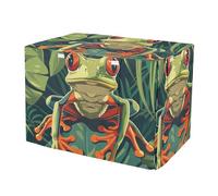 Funny Frog Palm Leaves Green Windproof Dog Crate Cover Universal Size Fit Pet Crate Cover with Roll-up Sides Medium