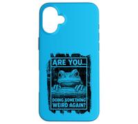 Funny Frog Peeking Over Log Doing Something Weird Again Case for iPhone 16 Plus