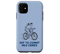 Funny Frog Riding Bicycle Off To Commit Mild Crimes Meme Case for iPhone 11