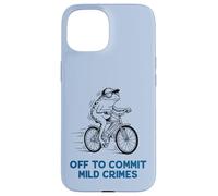 Funny Frog Riding Bicycle Off To Commit Mild Crimes Meme Case for iPhone 15