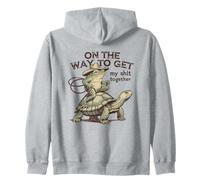 Funny Frog Riding Turtle Getting Organized Humor Quote Zip Hoodie
