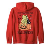 Funny Frog Sitting on Pumpkin Just Waiting for Halloween Zip Hoodie