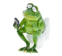 Funny Frog Sitting on Toilet Figurine, Frog Figurine Froggy Sculpture Statue Thinker Mascot Frogs Animals Resin Crafts for Home Office Bathroom Garden Outdoor Decoration Gift (Frog Sitting on Toilet)