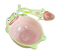 Funny Frog Spoon - Frog Spoon Bowl Set,Ceramic Drinking Eating Utensil - for Kitchen Home Party Dining Kids Adults Women Girls Soup Dessert Coffee