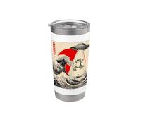Funny Frog UFO Abduction Great Wave Kanagawa Anime Frog Stainless Steel Insulated Tumbler