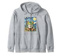 Funny Frog Van Gogh Style Starry Night Zip Hoodie
