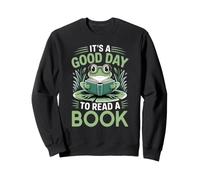 Funny Frog With Books It's A Good Day to Read a book Reader Sweatshirt