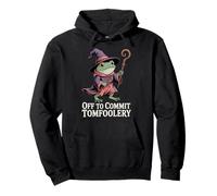 Funny Frog Wizard Off to Commit Tomfoolery Frog Meme Fantasy Pullover Hoodie