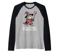 Funny Frog Wizard Off to Commit Tomfoolery Frog Meme Fantasy Raglan Baseball Tee