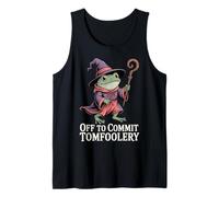 Funny Frog Wizard Off to Commit Tomfoolery Frog Meme Fantasy Tank Top