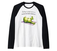 Funny Frog Yoga Downward Spiral Pose Humor Raglan Baseball Tee