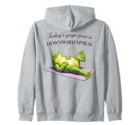 Funny Frog Yoga Downward Spiral Pose Humor Zip Hoodie
