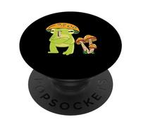 Funny frogs Kawaii Frog with Mushrooms PopSockets Swappable PopGrip