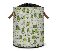 Funny Frogs Pattern Laundry Hamper Large Laundry Basket Frogs Design Foldable Clothe Hamper Storage Organizer Bin with Drawstring Lid Boxes for Bedroom Bathroom Room