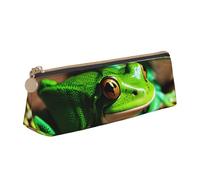 Funny Frogs Print Leather Pencil Case Zipper Pencil Multifunctional Stationery Bags