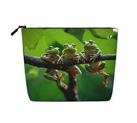 Funny Frogs Single Layer Linen Like Makeup Bag, Lightweight and Cute, Easy to Use