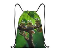 Funny Frogs Title: Lightweight Drawstring Duffel Bag â€“ Water-Resistant Foldable Gym Sack with Adjustable Shoulder Strap, Ideal for Sports, Yoga, Travel and School