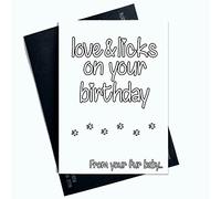 Funny From The Dog Cards Love and Licks On Your Birthday Card Joke Laughter Fun Novelty SP23