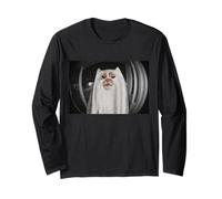Funny Front Door Camera Cat Ghost Meme Halloween Long Sleeve T-Shirt