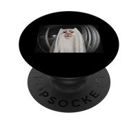 Funny Front Door Camera Cat Ghost Meme Halloween PopSockets Adhesive PopGrip