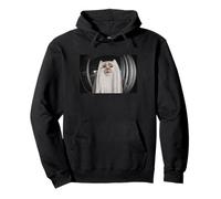 Funny Front Door Camera Cat Ghost Meme Halloween Pullover Hoodie