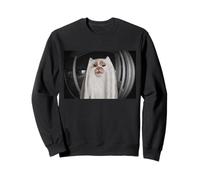 Funny Front Door Camera Cat Ghost Meme Halloween Sweatshirt