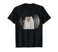 Funny Front Door Camera Cat Ghost Meme Halloween T-Shirt