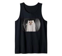 Funny Front Door Camera Cat Ghost Meme Halloween Tank Top