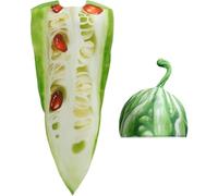 Funny Fruit Fancy Dress with Headpiece, Adult Bitter Gourd Cosplay Costume, Funny Vegetable Themed Party Outfit Halloween Carnival Performance Outfit for Adult