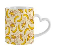 Funny Fruit Pattern Inspired Birthday Present Idea 11 Oz Ceramic Mug for Fruit Lover, Perfect for Family & Friends. (White Heart Handle Mug)