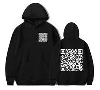 Funny Fu QR Code Hoodie F-u-ck You QR Code Sweatshirt QR Scan Code Joke Funny Hoodie Unisex with Humorous Hidden Message Hoody for Winter Christmas Couple Long-sleeved Graphic Print Hoodies-Black||M
