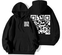 Funny Fu QR Code Hoodie, Fu-ck You QR Code Hoodie, QR Scan Code Joke Funny Hoodie Unisex, Back Print Fu-ck You QR Code Message,Winter Thick Sweatshirt (UK, Alpha, 4XL, Regular, Regular, Black)