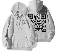 Funny Fu QR Code Hoodie, Fuck You QR Code Hoodie, QR Scan Code Joke Funny Hoodie Unisex, Winter Thick Sweatshirt,Scannable QR Code Hoodie Unisex (UK, Alpha, L, Regular, Regular, Gray)
