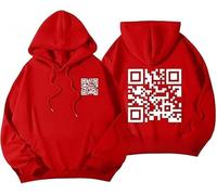 Funny Fu QR Code Hoodie, Fuck You QR Code Hoodie, QR Scan Code Joke Funny Hoodie Unisex, Winter Thick Sweatshirt,Scannable QR Code Hoodie Unisex (UK, Alpha, 3XL, Regular, Regular, Red)