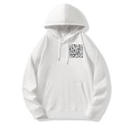 Funny Fu QR Code Hoodie,QR Scan Code Joke Funny Hoodie Unisex,Fuck You QR Code Shirt Hoodie,FU QR Code Sweatshirt (White,XL)